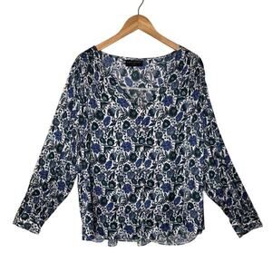 Lane Bryant Ruched Button Blouse Floral‎ Satin Soft Knit Office Sz: 18/20 Green